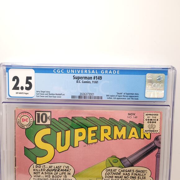 DC Comics Superman #149 CGC Graded 2.5 Off White Pages Sealed Comic Book - Picture 3 of 6